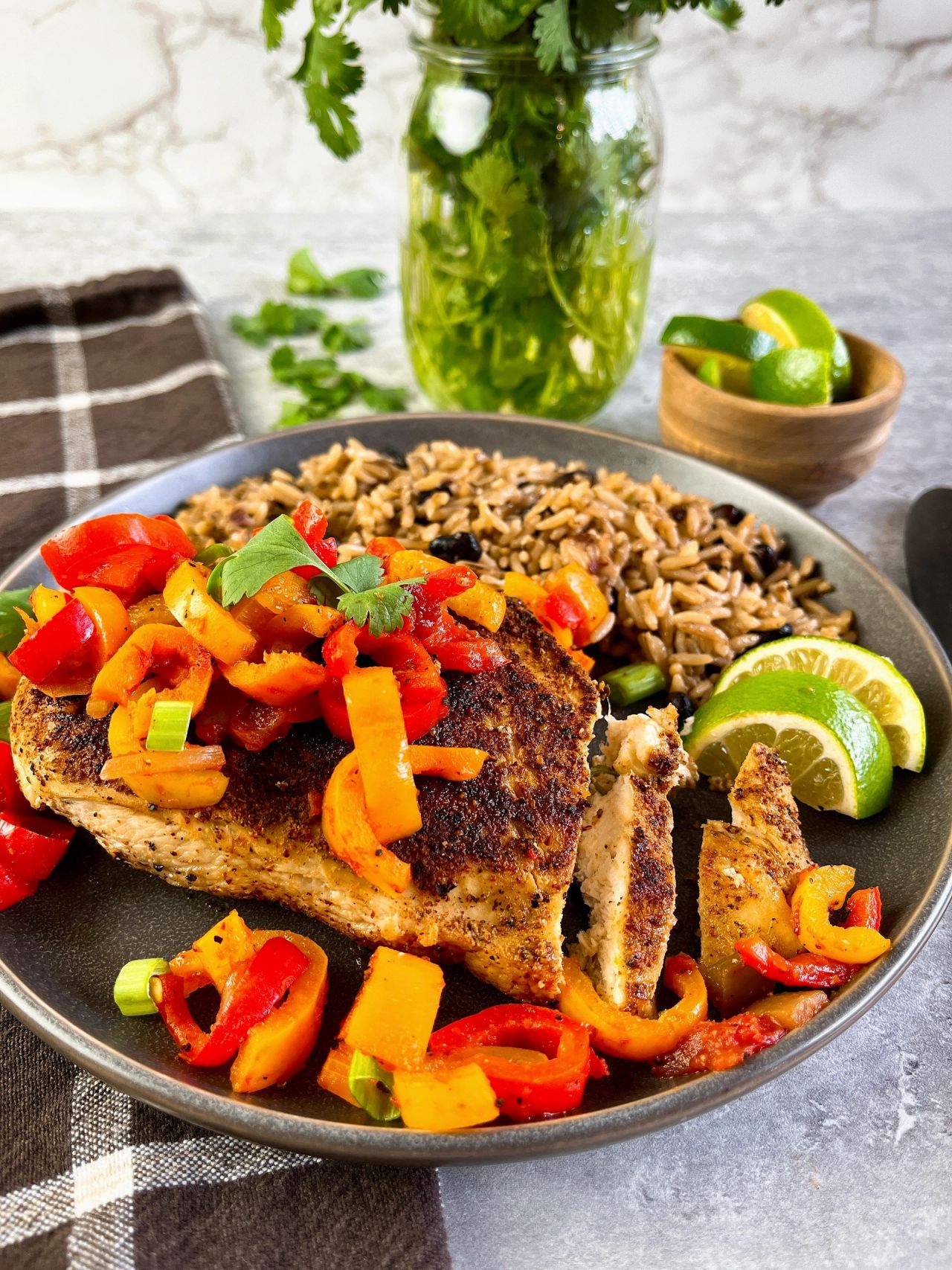 salsa lime chicken and peppers