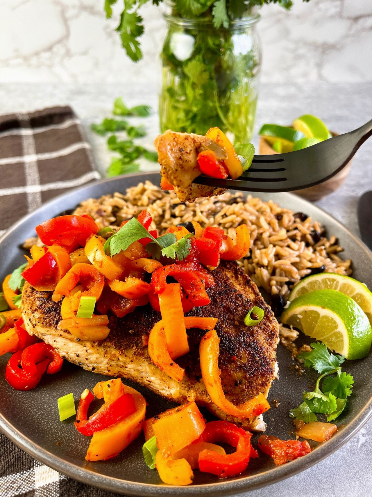 salsa lime chicken and peppers