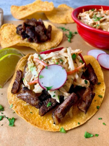 Short Rib Tostadas with Chipotle-Lime Slaw