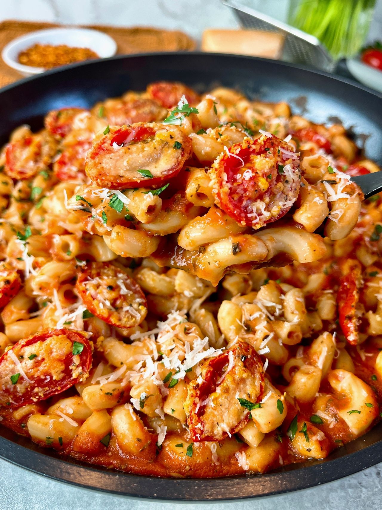 pasta with parmesan roasted tomatoes