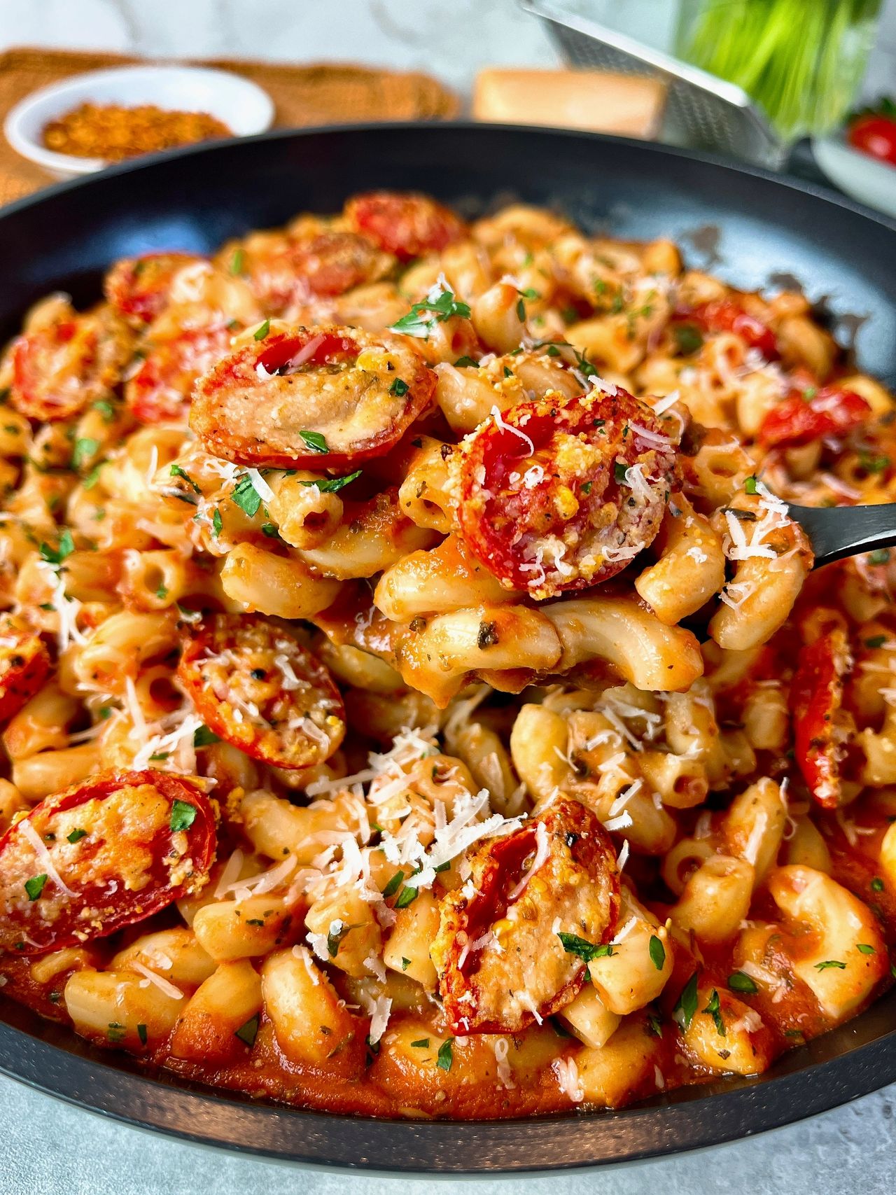 pasta with parmesan roasted tomatoes
