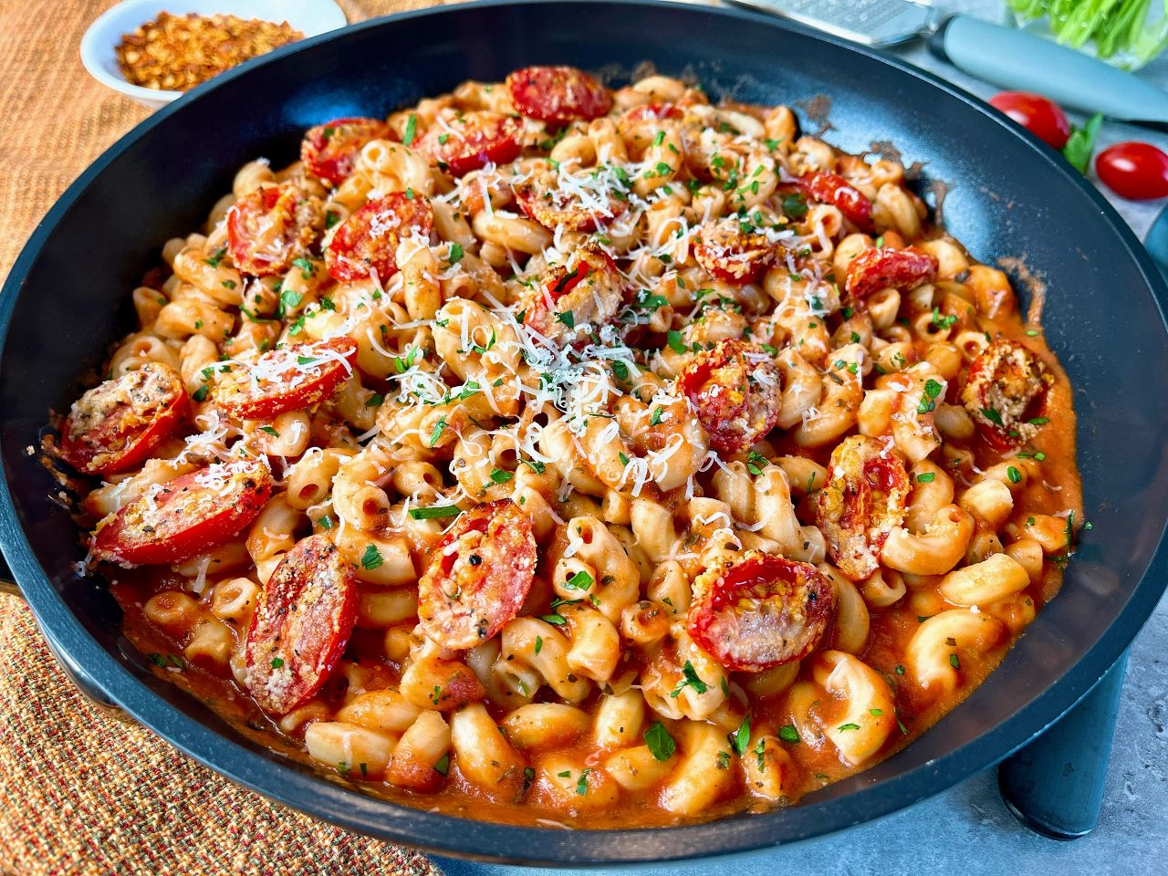 pasta with parmesan roasted tomatoes