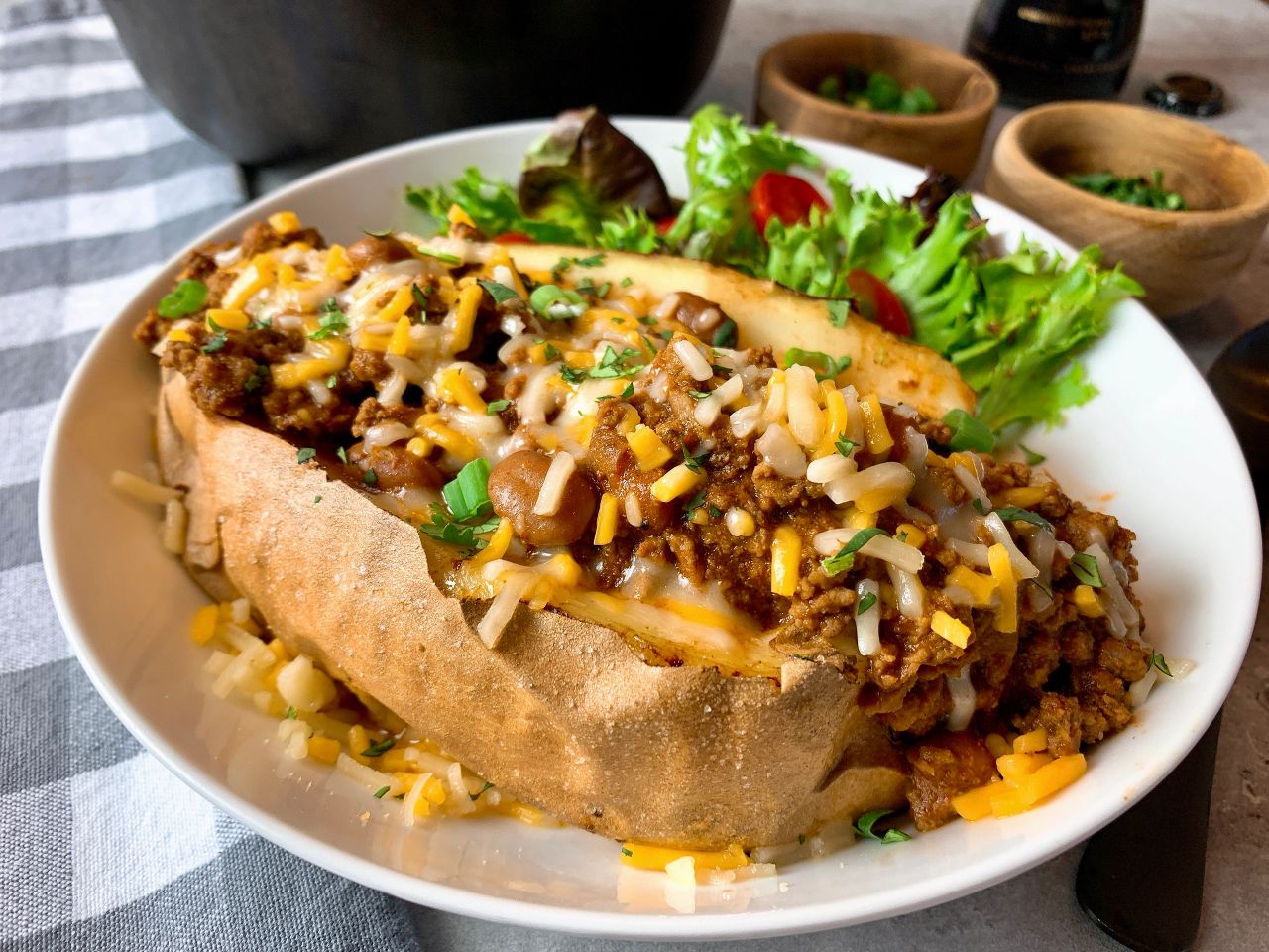 Chili Stuffed Sweet Potatoes