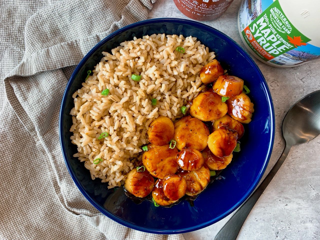 maple soy scallops