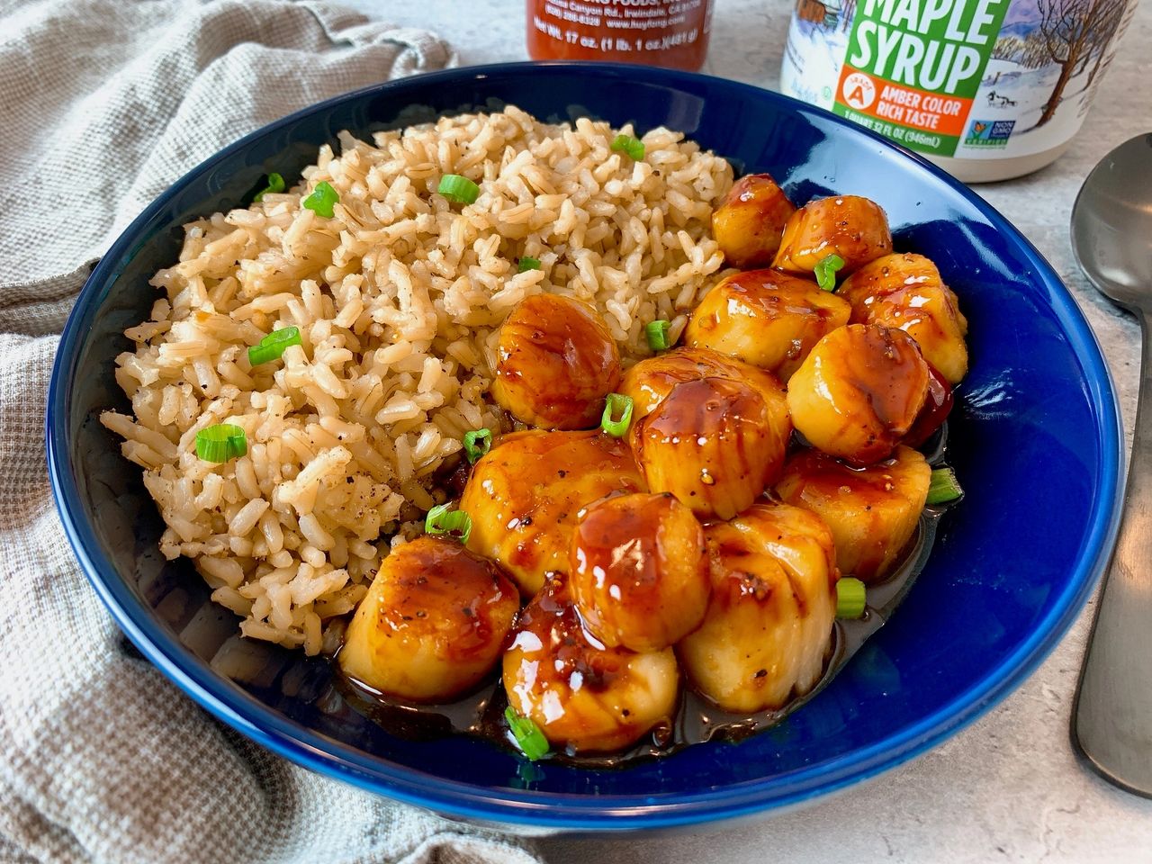 maple soy scallops