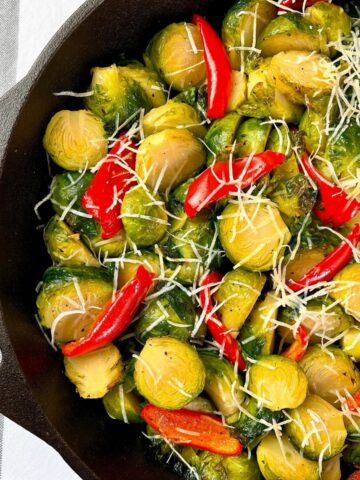 Brussels Sprouts with Bell Peppers and Parmesan