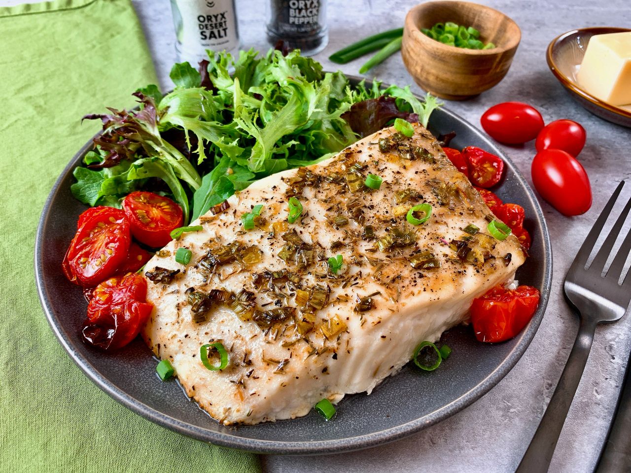 Baked Fish with Scallion-Wine Butter