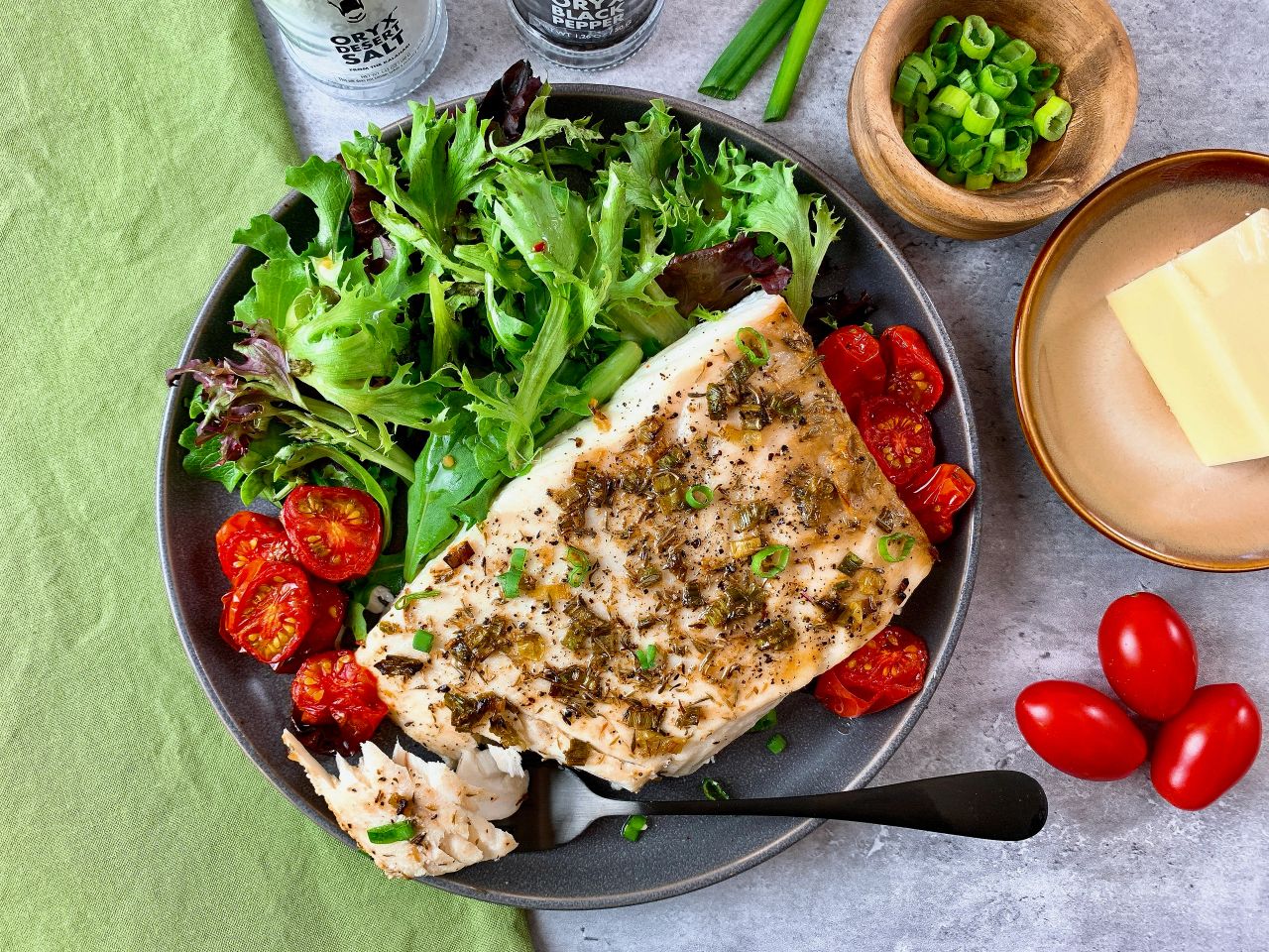 Baked Fish with Scallion-Wine Butter