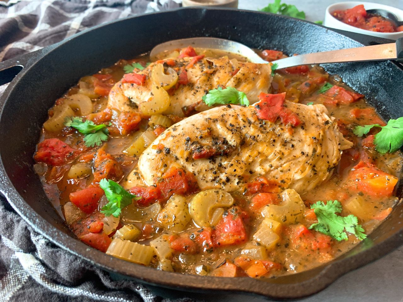 Skillet Chicken with Fire Roasted Tomatoes