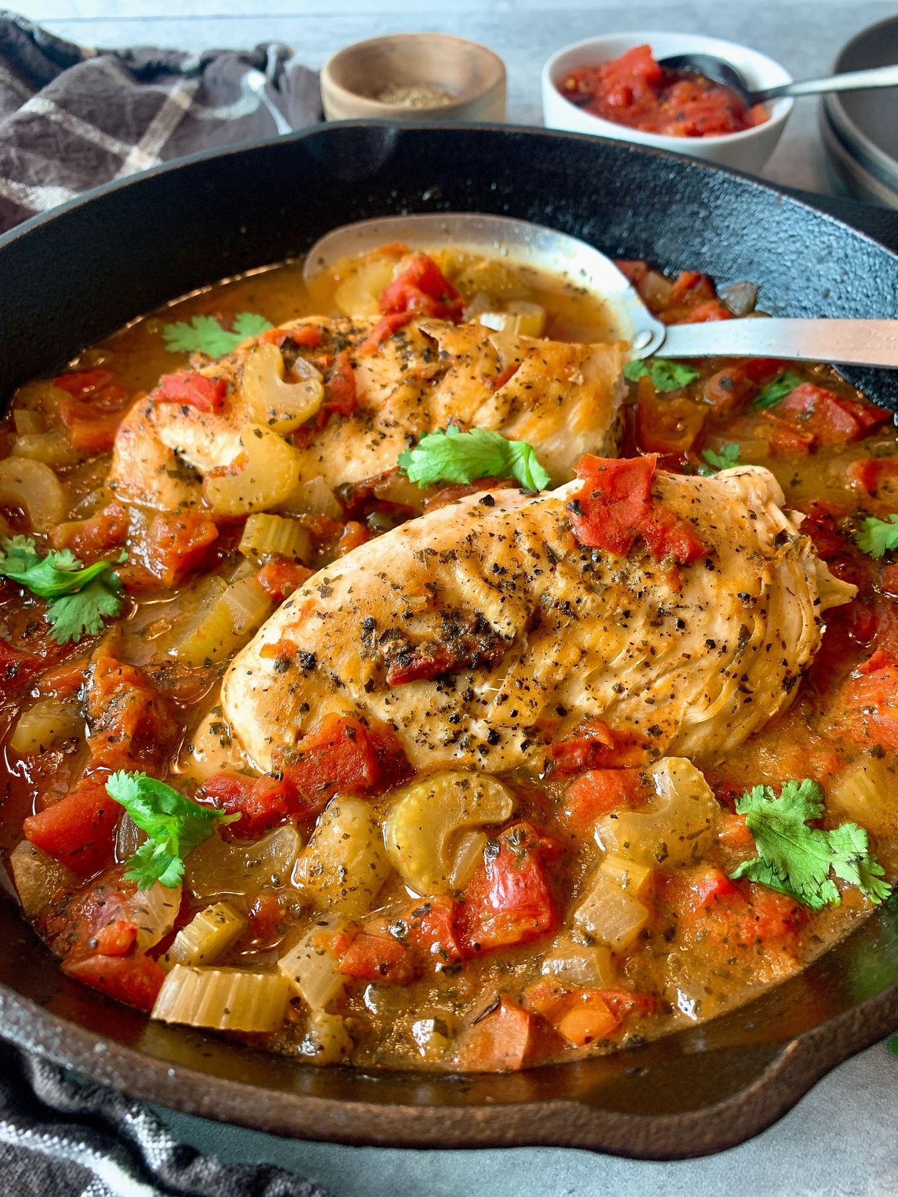 Skillet Chicken with Fire Roasted Tomatoes
