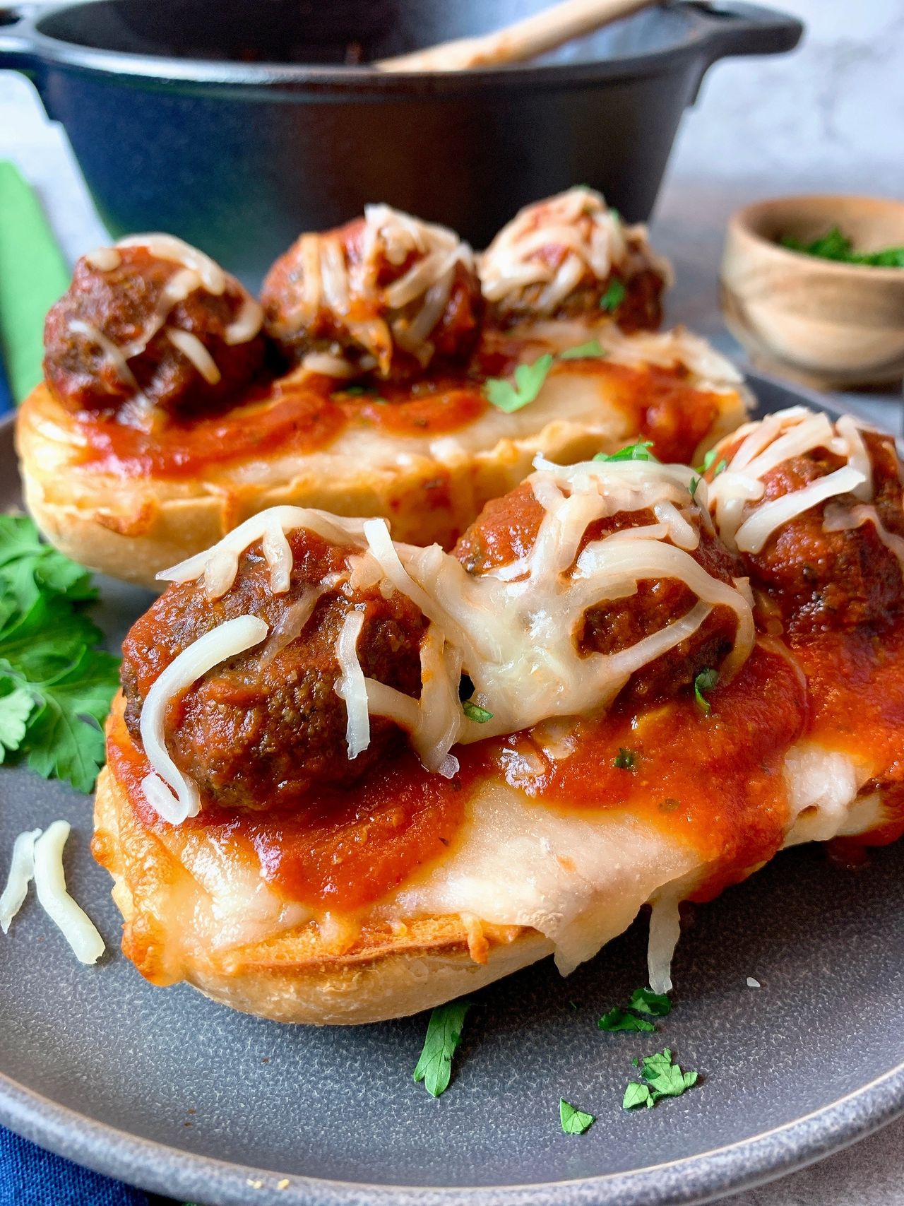 Meatball Subs on Garlic Mozzarella Bread