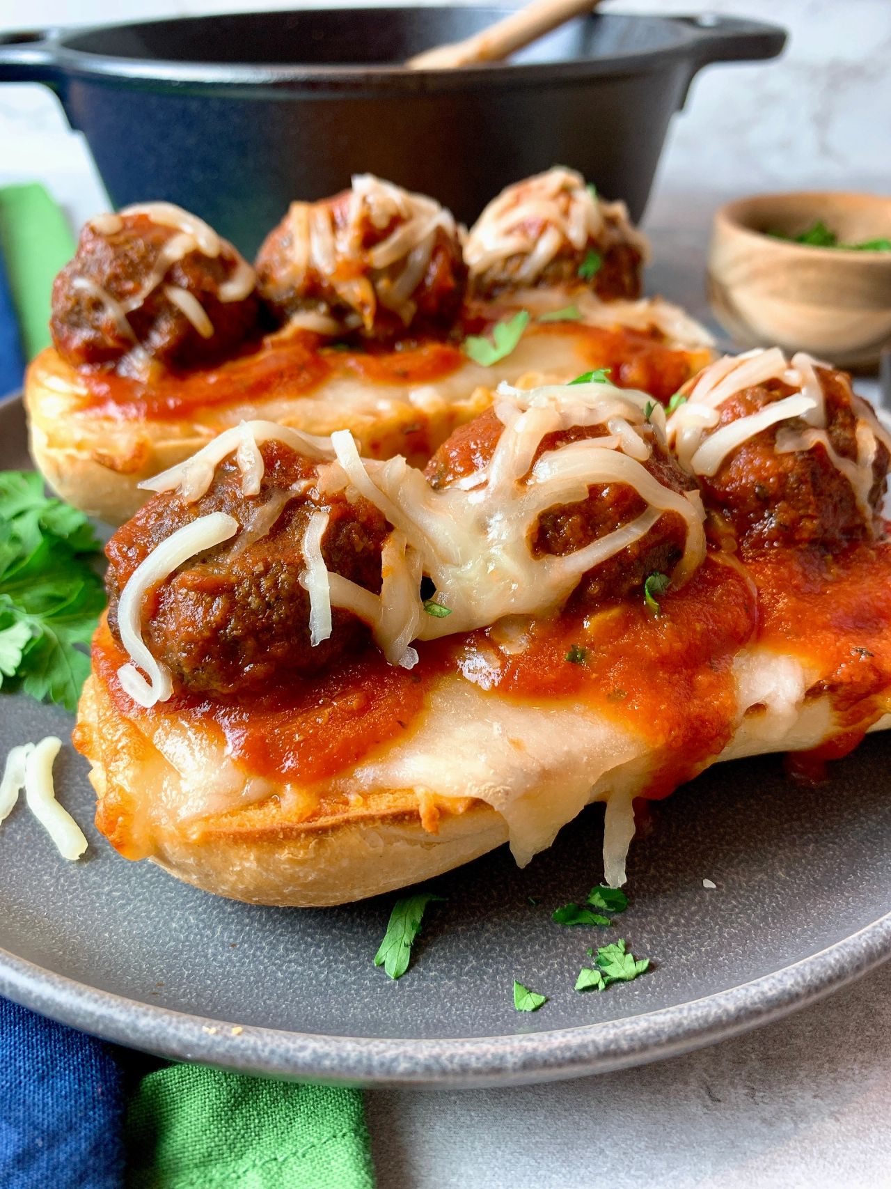 Meatball Subs on Garlic Mozzarella Bread