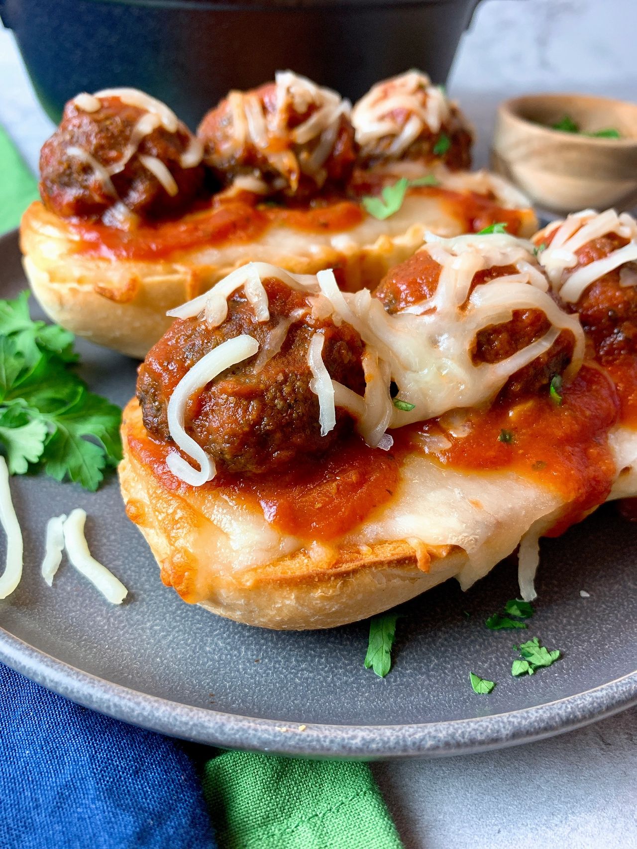 Meatball Subs on Garlic Mozzarella Bread